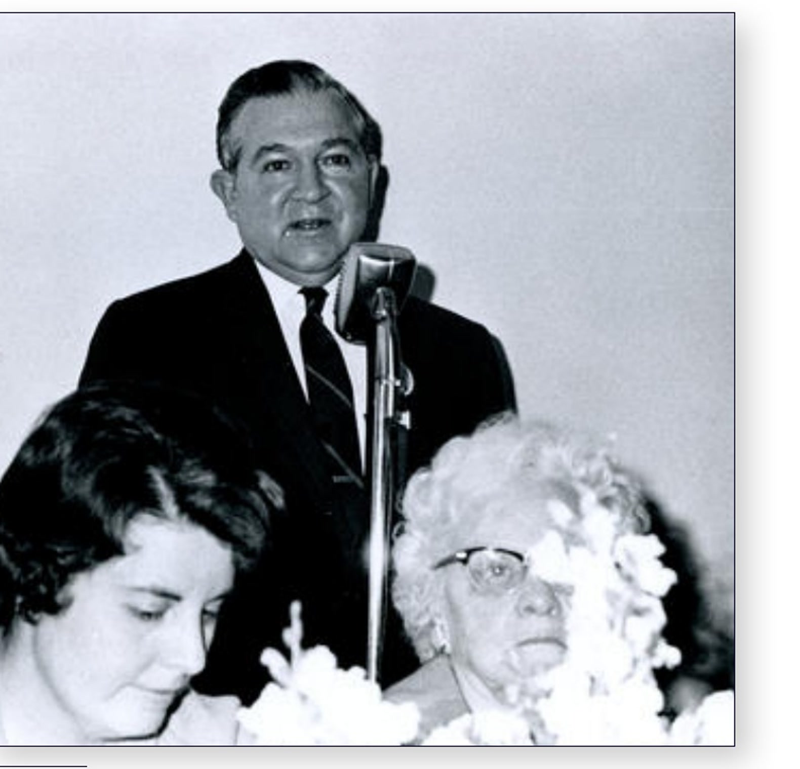 Richard W. Darrow, Hill and Knowlton chairman and chief executive, speaking at a microphone