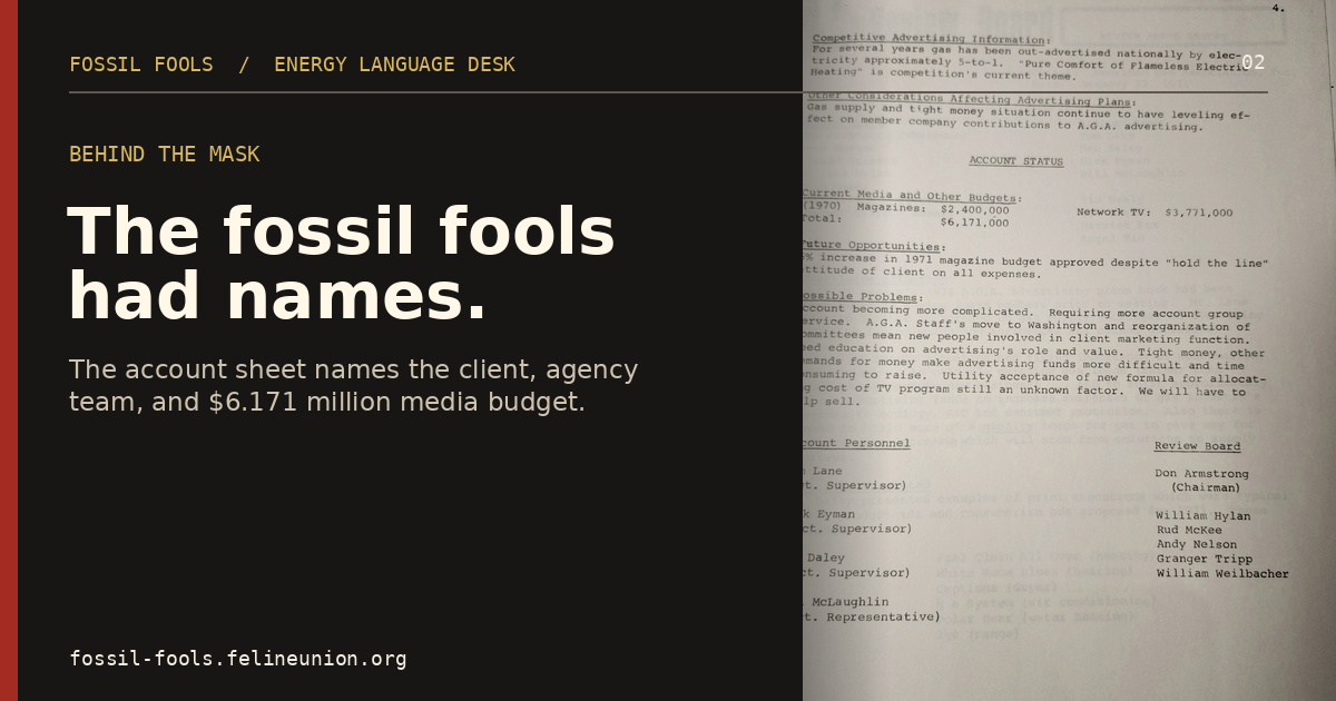 The fossil fools had names.